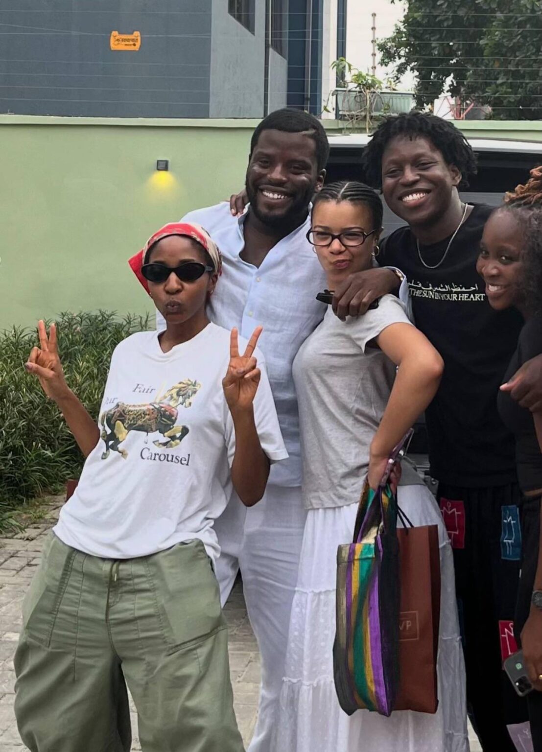 Ayo Edebiri, India Amarteifio, and Toheeb Jimoh currently in Lagos, Nigeria