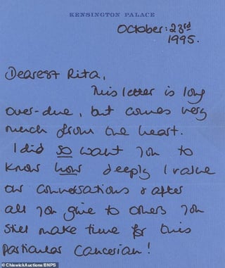 Letter Princess Diana wrote to her psychic who predicted her romance with Dodi Fayed will go to auction in January