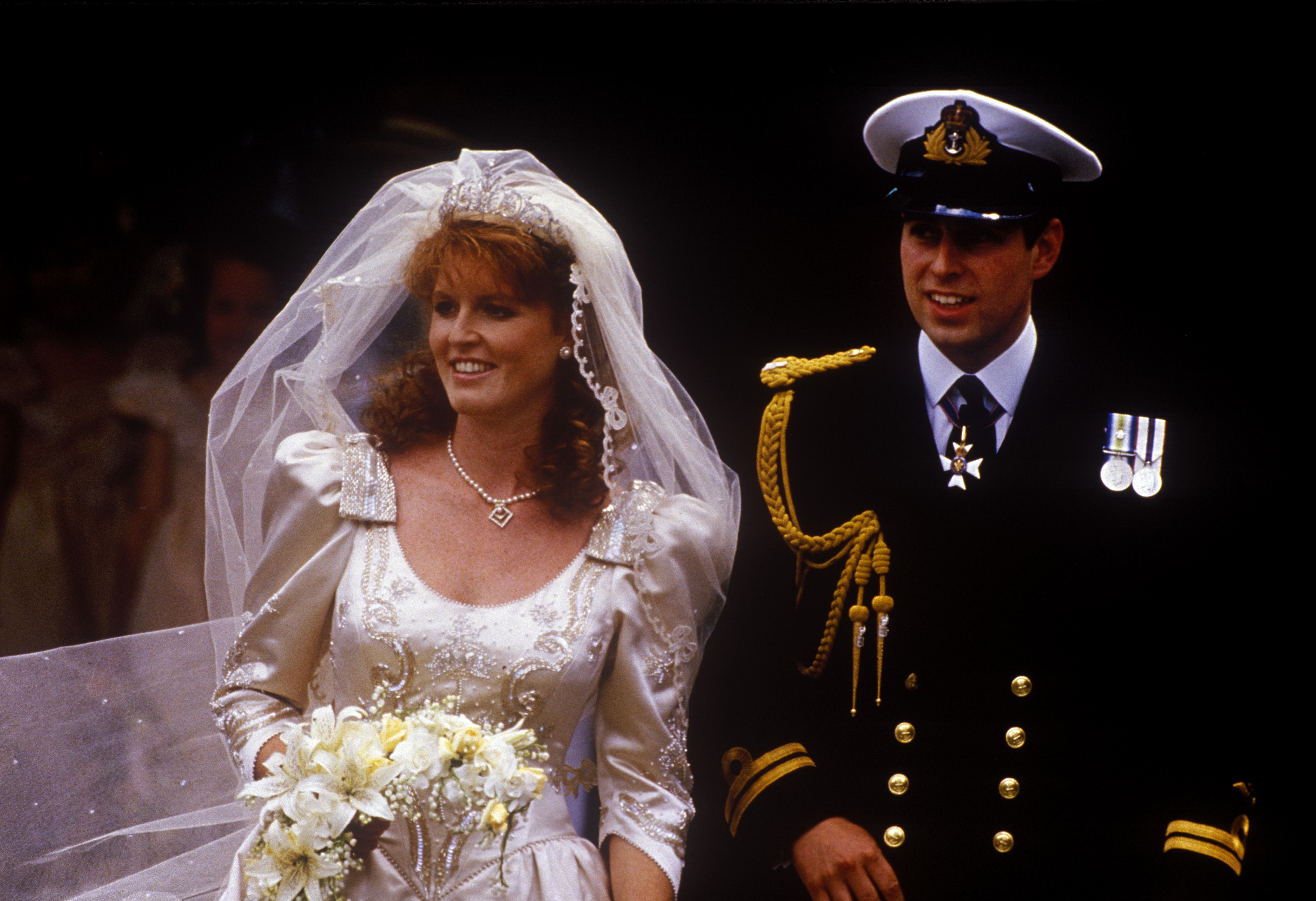 Sarah ferguson and Prince Andrew on their wedding day
