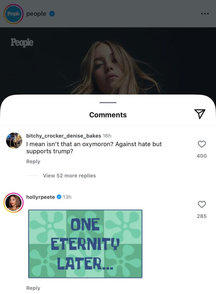 Holly Robinson Peete responds to Sydney Sweeney now saying she is against hate: “one eternity later…”