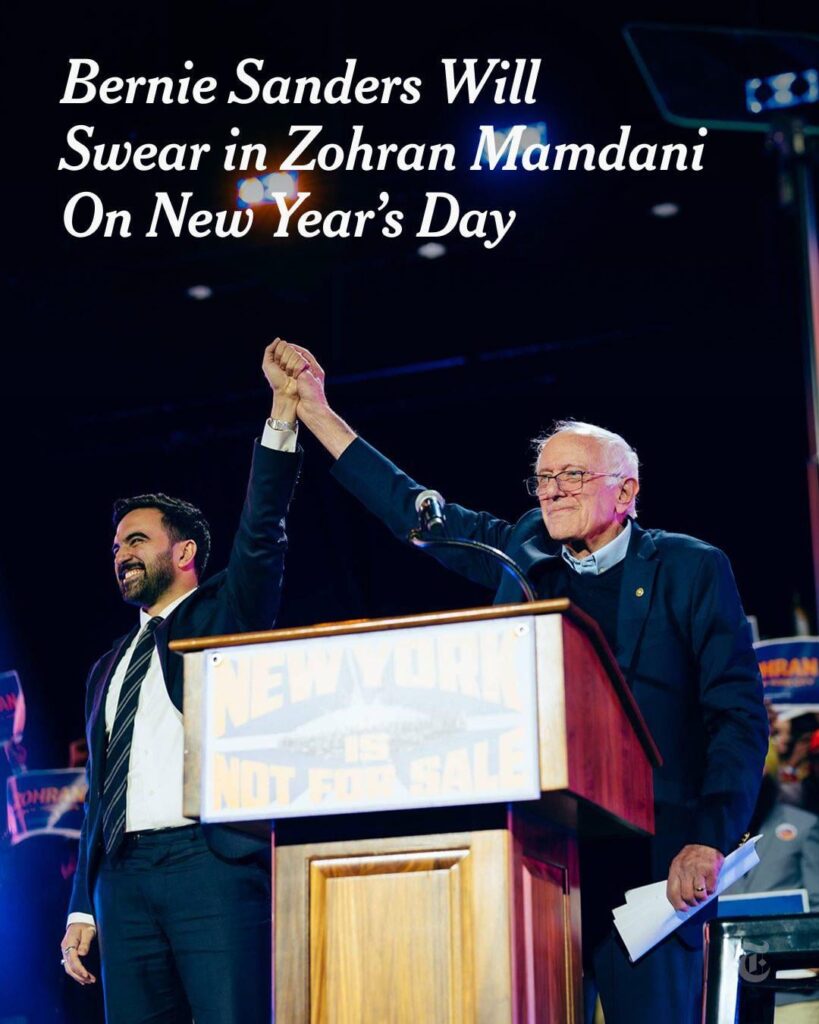 Sen. Bernie Sanders Will Swear in Zohran Mamdani On New Year's Day