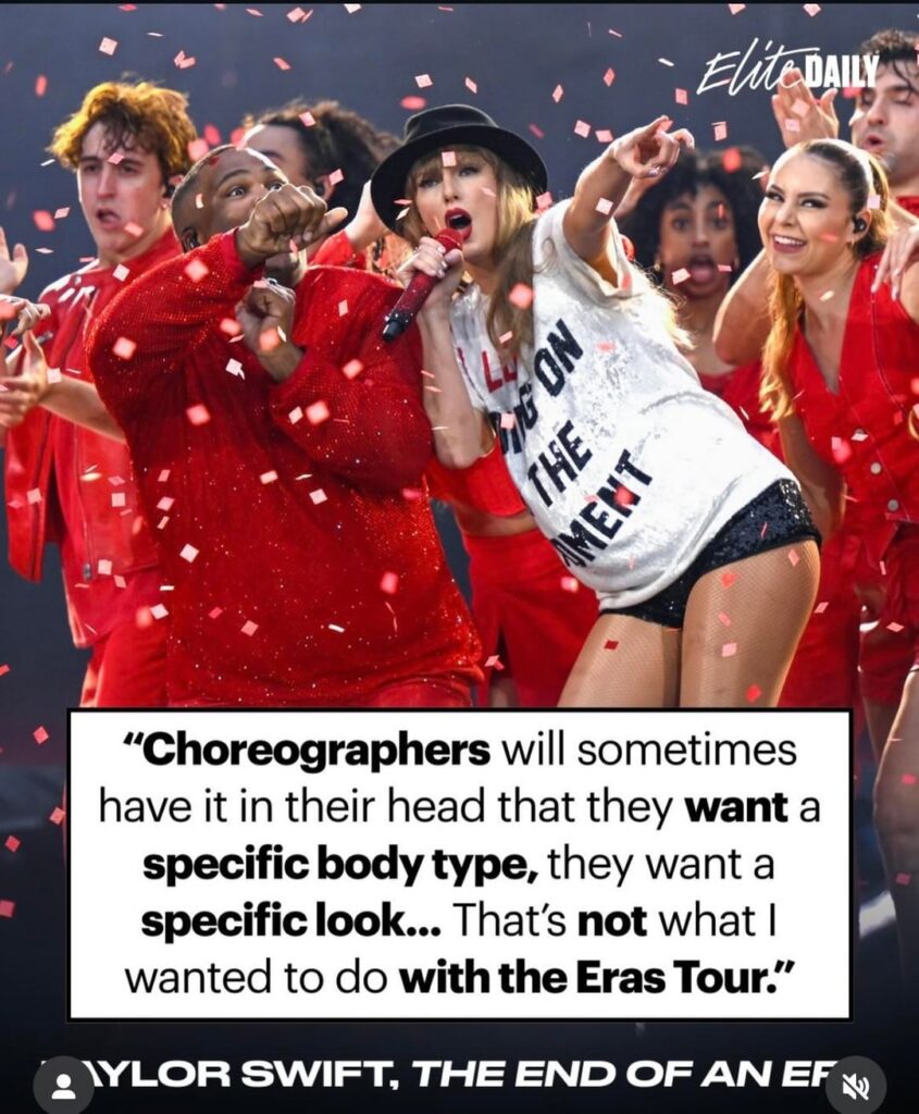 Taylor Swift on the importance of body inclusivity for the Eras Tour