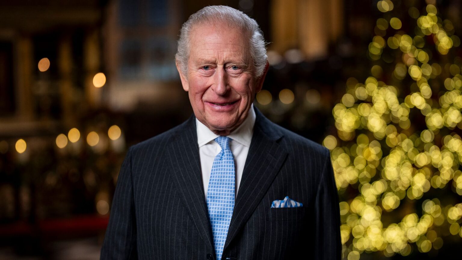 The King during the recording of his Christmas message in the Lady Chapel of Westminster Abbey. Pic: PA