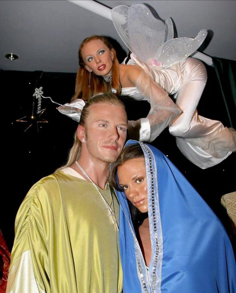 Celebrities in Madame Tussauds’ 2004 Nativity Scene (Kylie Minogue, David Beckham, Victoria Beckham, Samuel L. Jackson, Hugh Grant and Graham Norton)