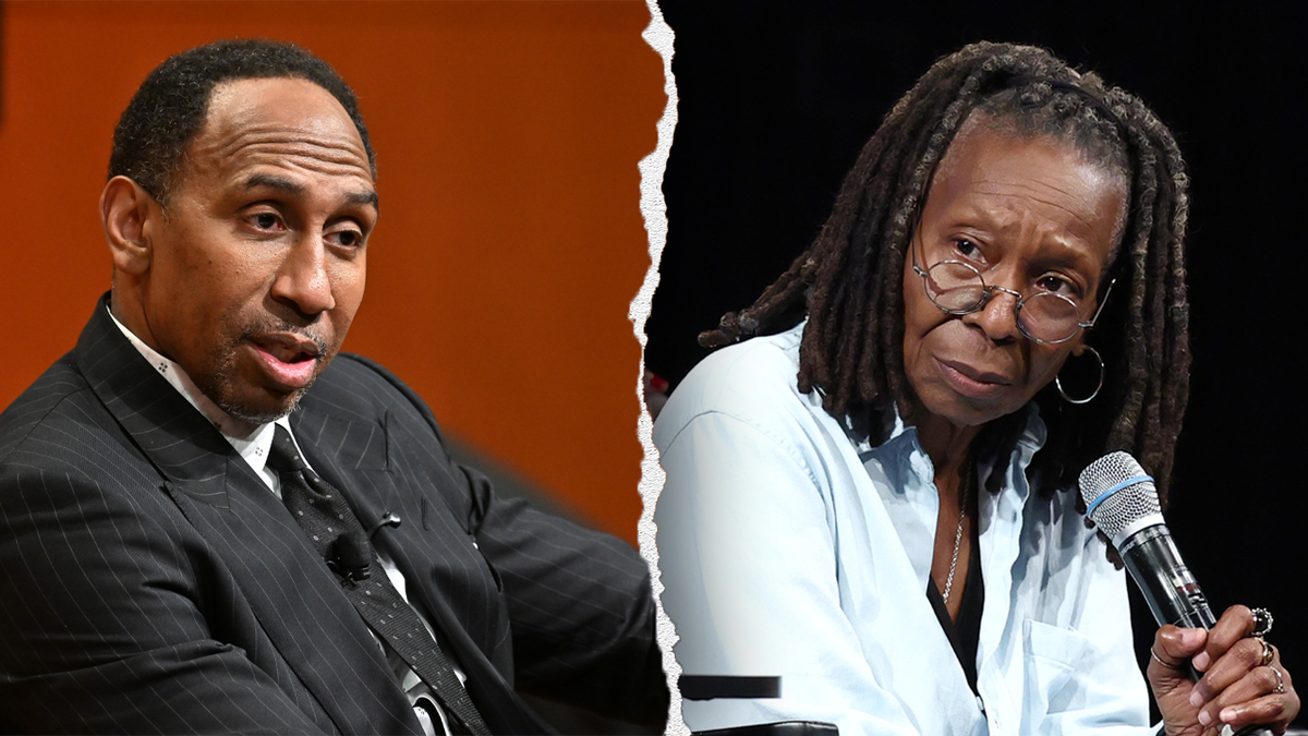 Photos arranged of Stephen A. Smith and Whoopi Goldberg