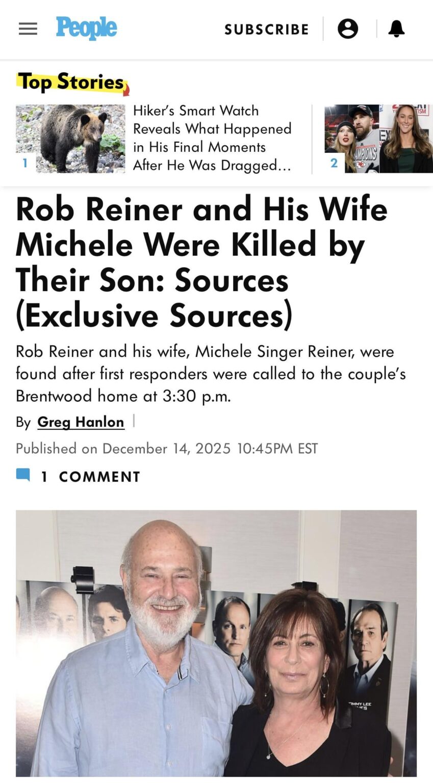 Per People: Rob Reiner and His Wife Michele Were Killed by Their Son Nick