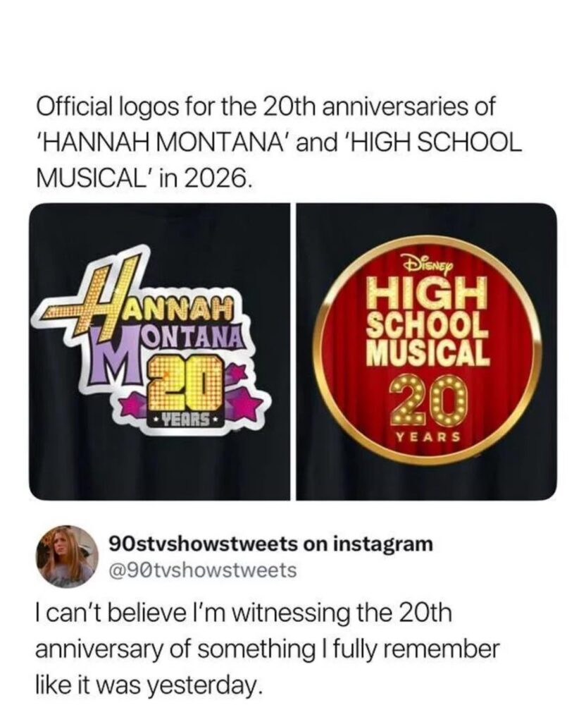 Official 20th anniversary logos for “Hannah Montana” and “High School Musical” have been released! Btw I’m in complete agreement with this tweet!