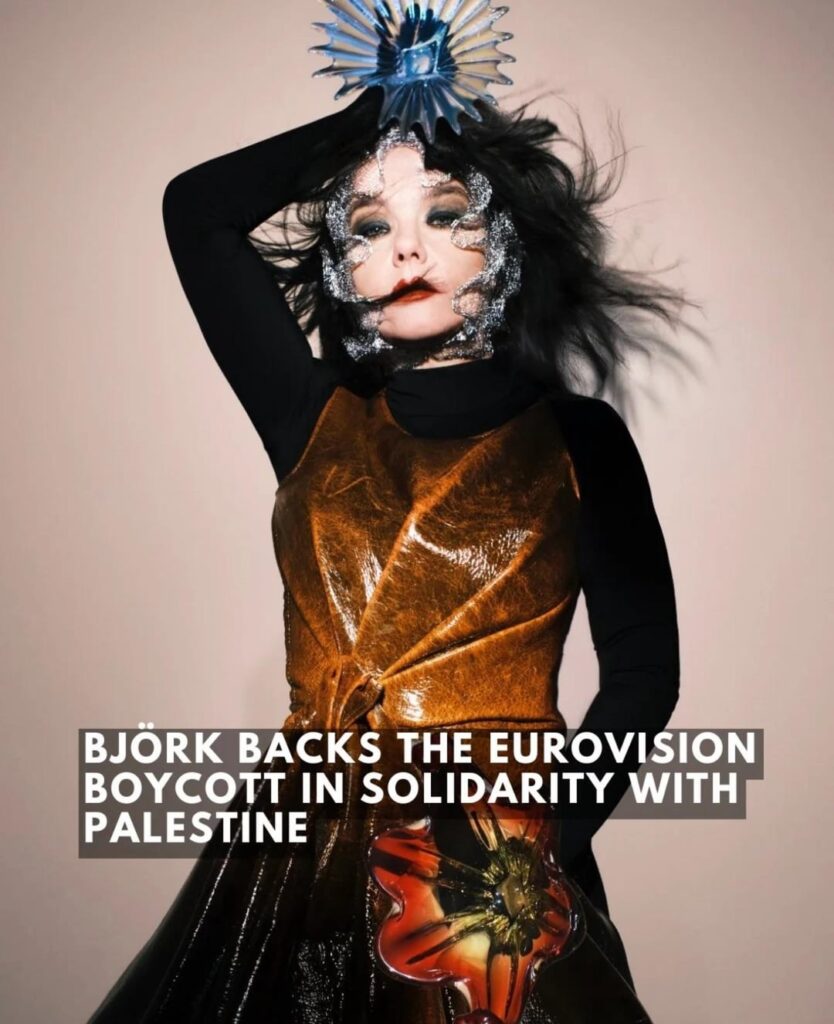 Bjork supports pull from Eurovision given Israeli atrocities, calls on Iceland/broadcaster to withdraw