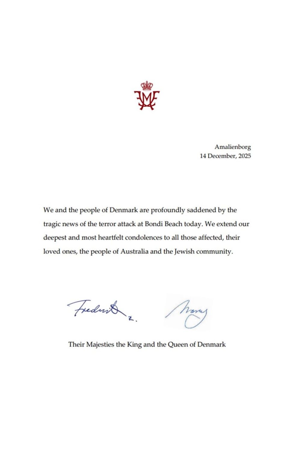 Royals Send Condolences Following the Terrorist Attack at Bondi Beach