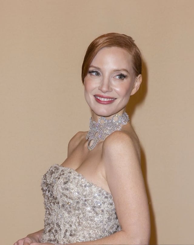 Jessica Chastain in Custom Brunello Cucinelli gown at the Brunello, Il Visionario Garbato Red Carpet Premiere at Cinecittà in Rome, Italy - December 4, 2025