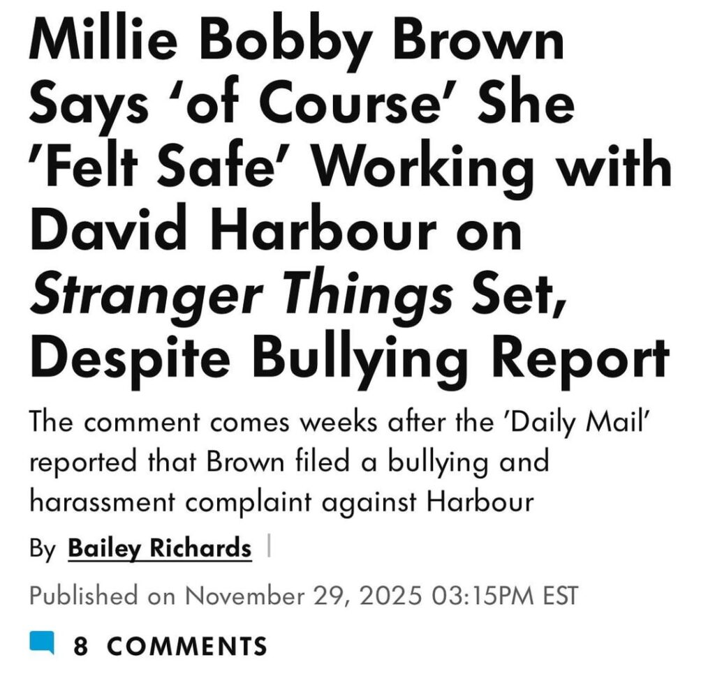 Millie Bobby Brown Says ‘of Course’ She 'Felt Safe’ Working with David Harbour on Stranger Things Set, Despite Bullying Report
