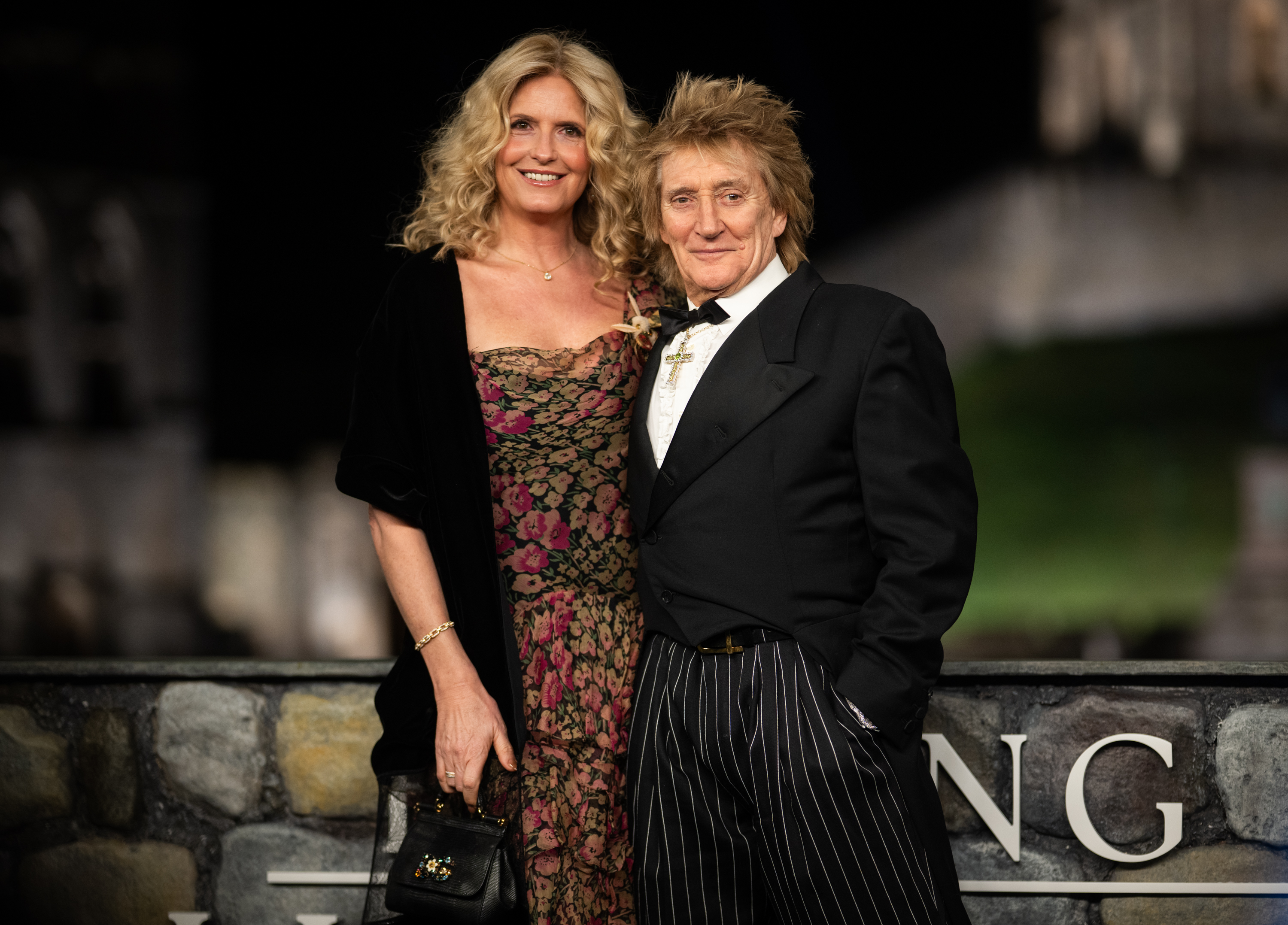 Lady Penny Lancaster and Sir Rod Stewart at the "Finding Harmony: A King's Vision" Windsor Castle Premiere.
