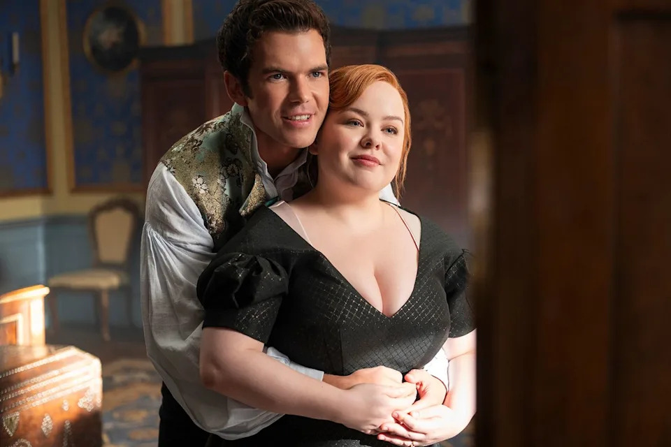 Luke Newton as Colin Bridgerton, Nicola Coughlan as Penelope Bridgerton in 'Bridgerton' Liam Daniel/Netflix