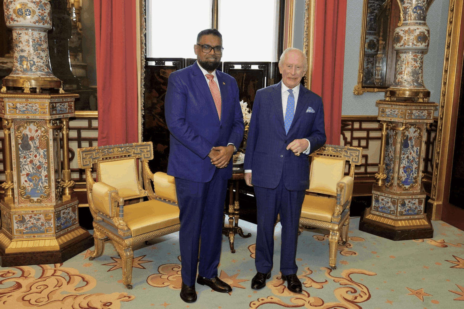 Charles meets with the President of Guyana at Buckingham Palace Charles meets with the President of Guyana at Buckingham Palace