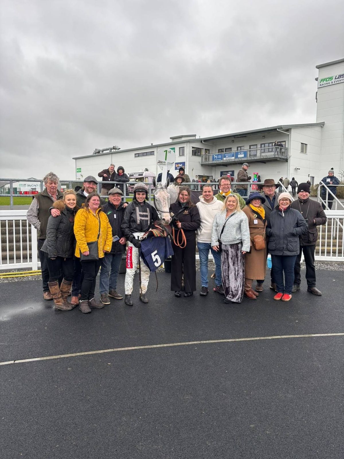 Delighted owners with The Hawkstonian at Ffos Las