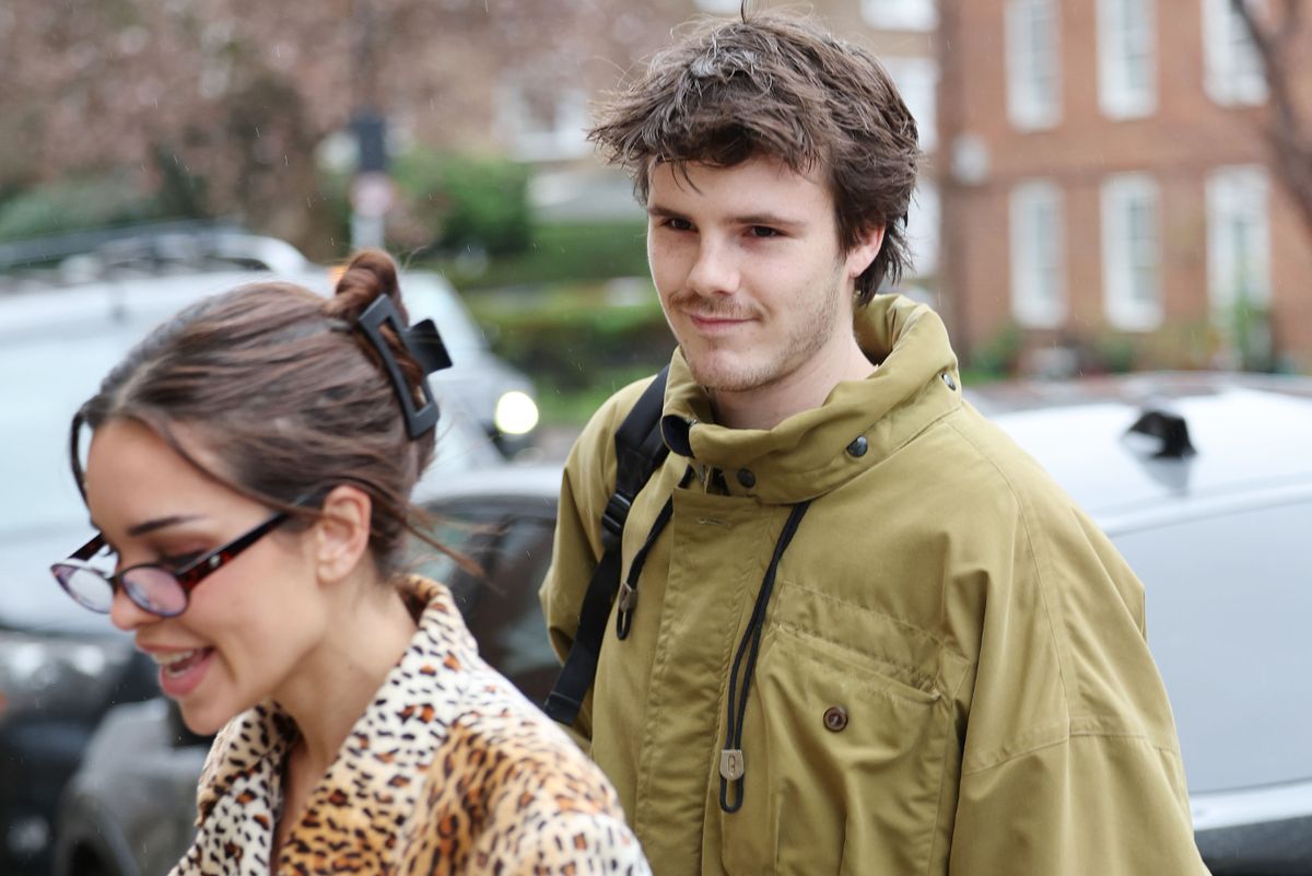 jackie apostel in leopard print jacket with cruz in london