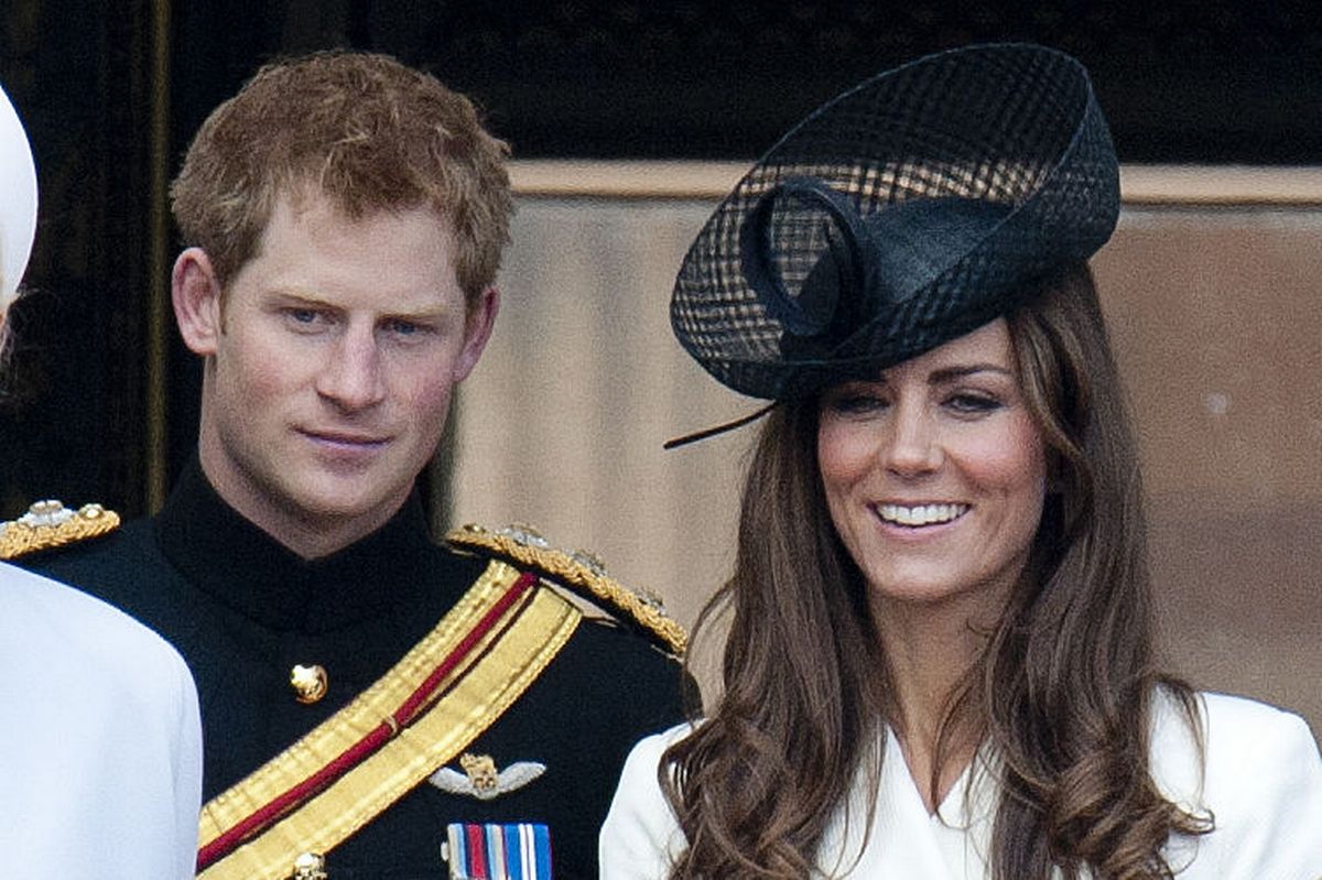 Catherine, Duchess Of Cambridge And Prince Harry At Buckingham Palace After Trooping The Colour In London. 
