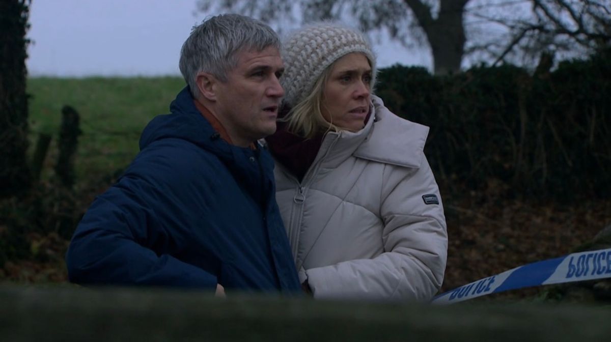 Emmerdale's latest episode on Friday saw police alerted to a body being found on Moira Dingle's land by Caleb and Ruby