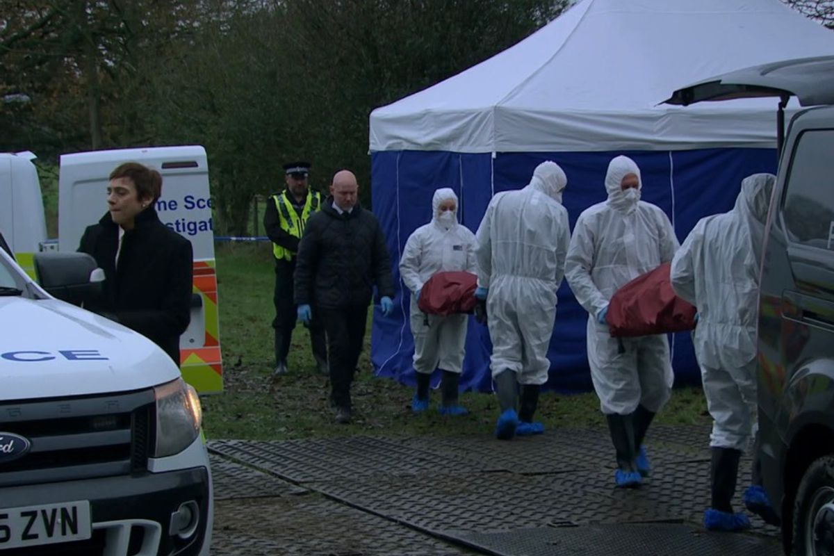 A grim discovery on Friday's Emmerdale saw police discover two bodies