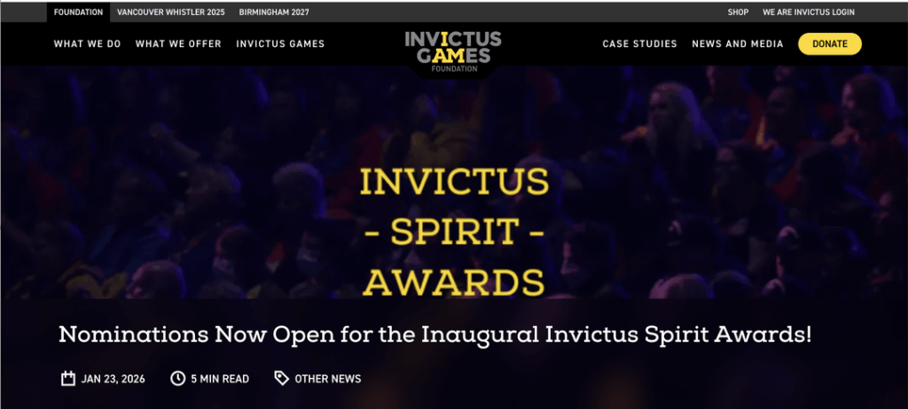 Invictus Games announces first ever Invictus Spirit Awards, to be presented at a gala dinner in London on September 17 Invictus Games announces first ever Invictus Spirit Awards, to be presented at a gala dinner in London on September 17