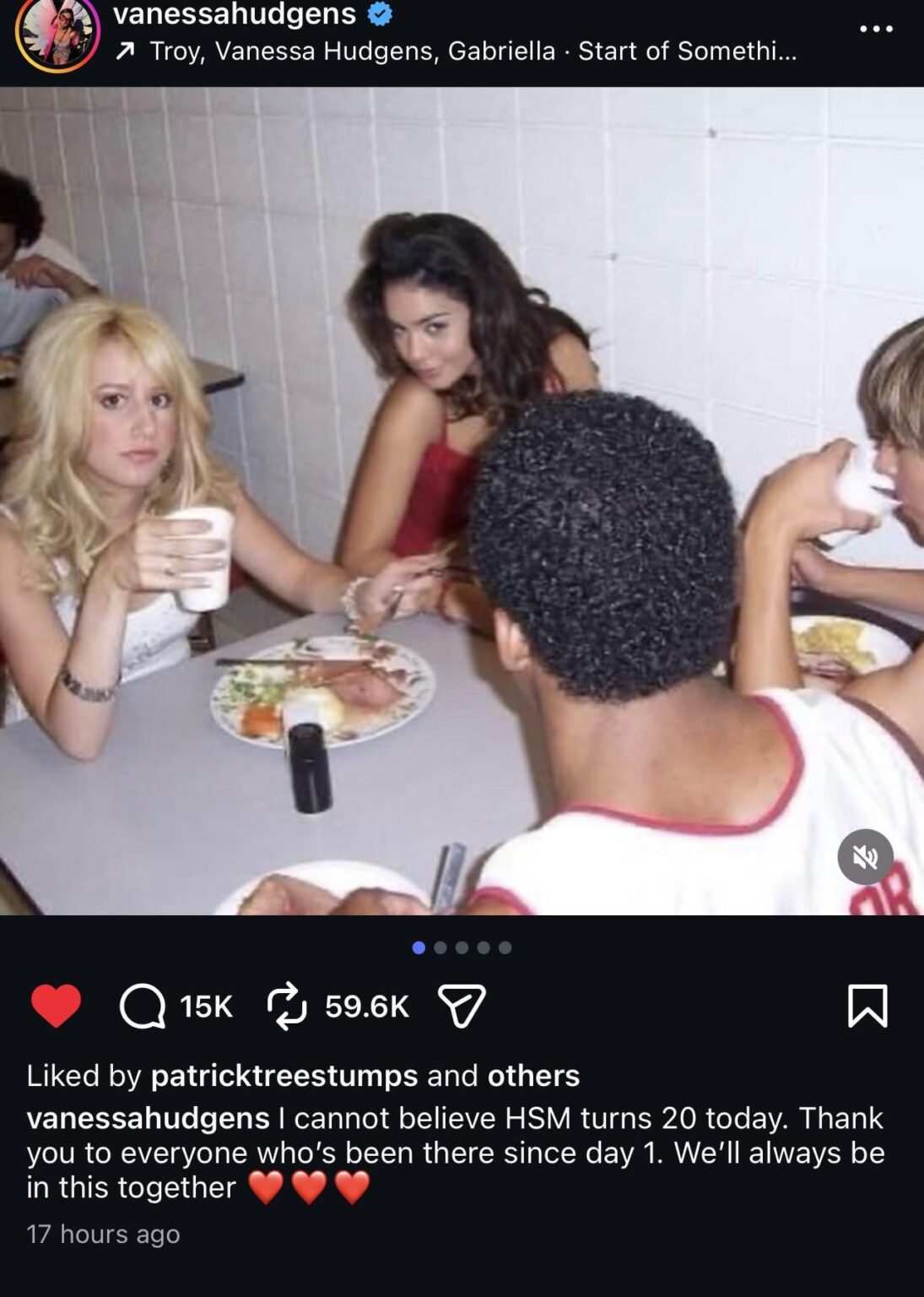 Vanessa Hudgens posts throwback celebrating 20 years since the release of High School Musical.