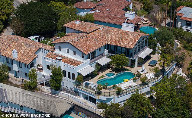 Before: Brad Pitt's sprawling $12 million Hollywood Hills mansion previously featured traditional greenery and landscaping