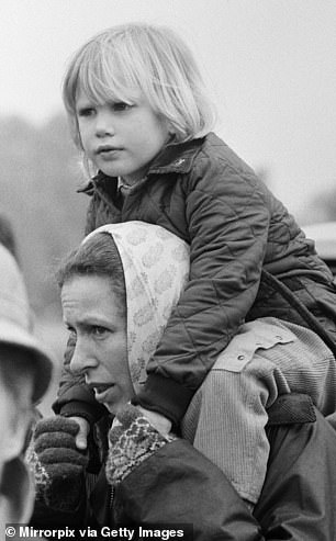 Like Zara (pictured with Anne in 1985), Isla has been able to live a relatively normal childhood as she does not have a royal HRH title