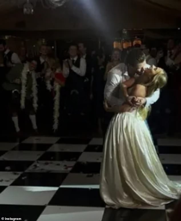 In pictures captured on social media by his famous co-stars, Callum looked dapper in his traditional kilt as he left the altar with his gorgeous new wife