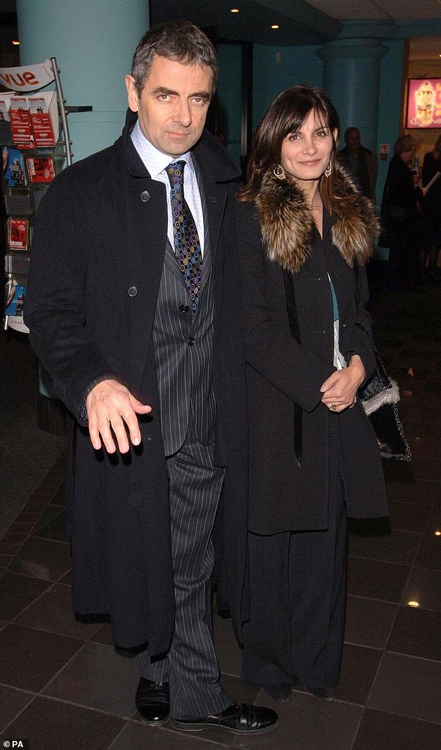 In 2001, Rowan managed to save the lives of his then wife and two children when the pilot of their private plane collapsed at the controls (pictured with his then wife Sunetra Sastry in 2005)