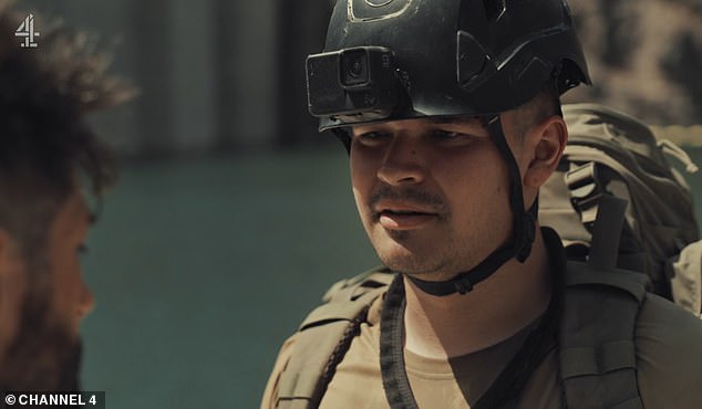 Jack (pictured) was the first celebrity to quit the episode on Monday night after struggling to do some push ups