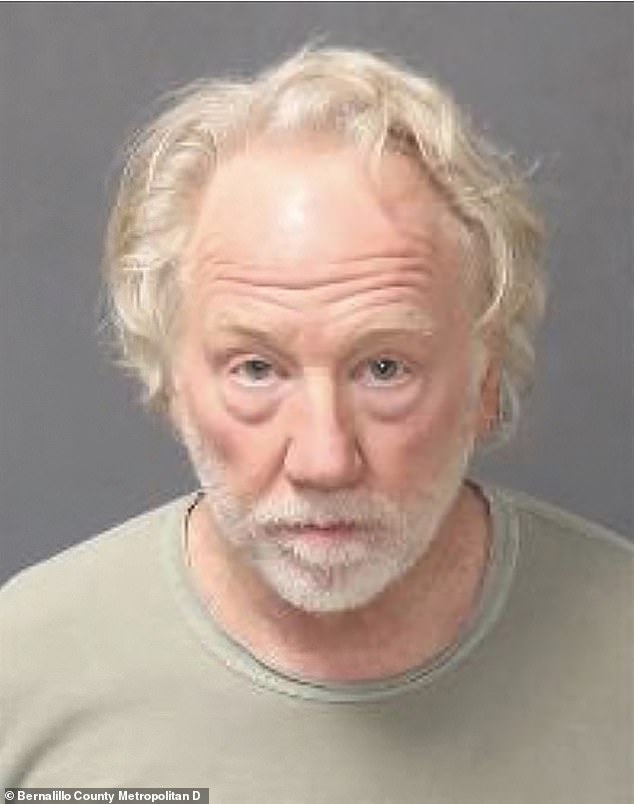 Busfield (pictured in his mugshot) is being held at the Metropolitan Detention Center in Bernalillo County, before a hearing in front of a magistrate judge scheduled for Wednesday