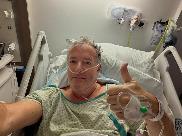 Piers explained that he fractured the neck of his femur after tripping on a small step inside a London hotel restaurant, with the injury so severe that it required a full hip replacement