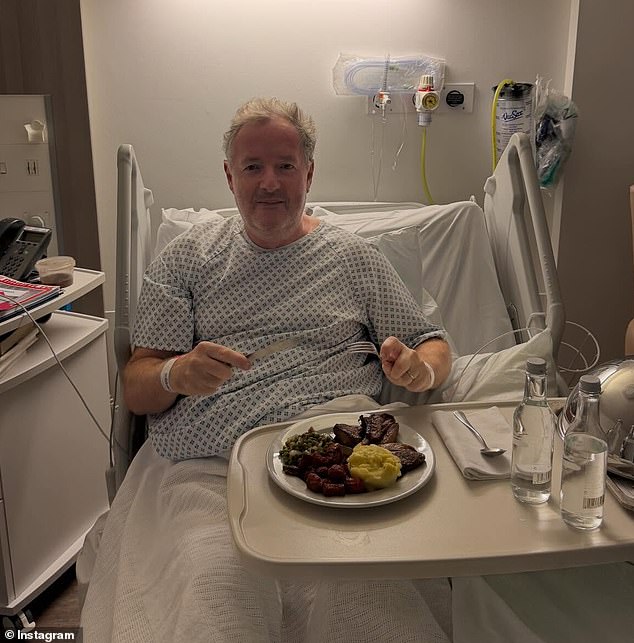 During his hospital stay, Piers revealed he had food from the upmarket Soho pub The Devonshire delivered direct to his bed
