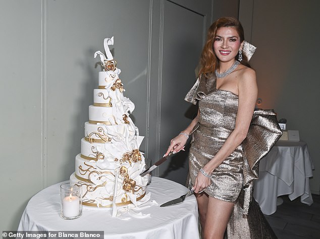 The Eye For Eye actress took a page out of Jennifer Lopez's celebrity handbook by pulling out all the stops for a glamorous evening with friends. She had a seven-tiered cake