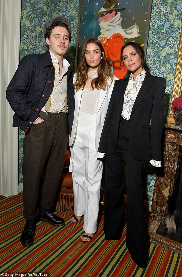 The model dated the chef for nearly a year between 2018 and 2019, sat on the front row at Victoria Beckham fashion shows and mimicked some of Victoria's best looks (pictured 2019)