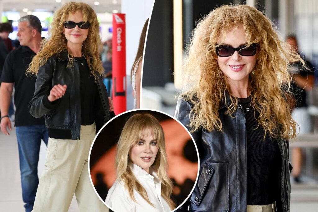 Nicole Kidman pairs natural curly hair with Chanel in the Sydney Airport