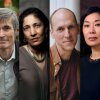 Booker Prize 2025 shortlisted authors (left to right): Susan Choi, Andrew Miller, Kiran Desai, Ben Markovits, Katie Kitamura, David Szalay