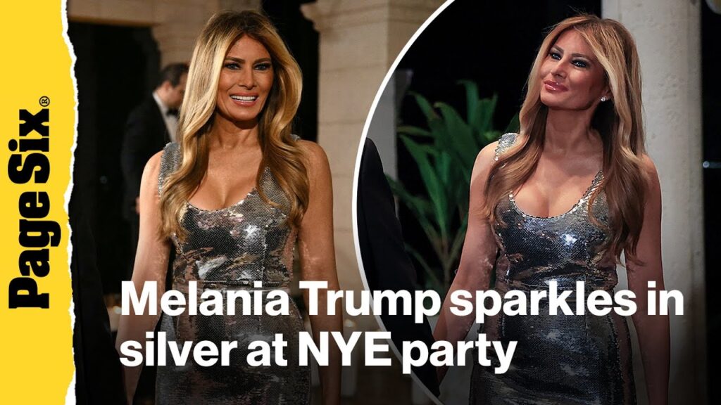 Melania Trump sparkles in silver at Mar-a-Lago New Year's Eve party