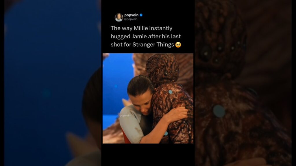 Millie bobby Brown instantly hugged Jamie Campbell bower after his last shot for Stranger Things 🥹