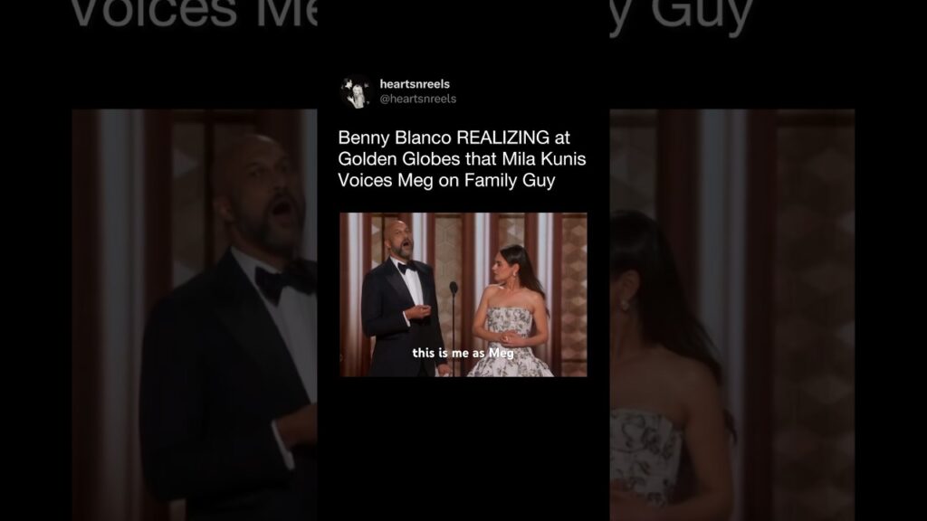 Benny Blanco Realizes Mila Kunis Voices Meg on Family Guy at the Golden Globes