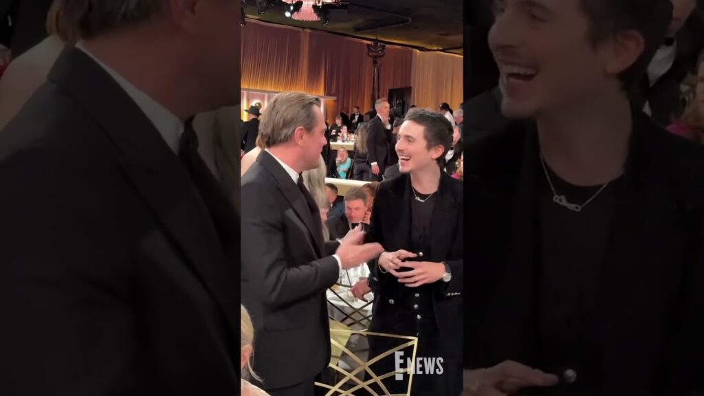 This Leonardo DiCaprio and Timothée Chalamet moment? No notes. ☝️ #GoldenGlobes #AwardsSeason