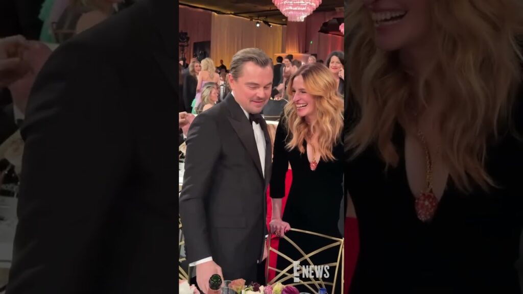 Leonardo DiCaprio and Julia Roberts pose together at the #GoldenGlobes. #AwardsSeason
