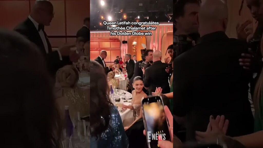 Queen Latifah congratulates Timothée Chalamet after his win. #AwardsSeason #GoldenGlobes
