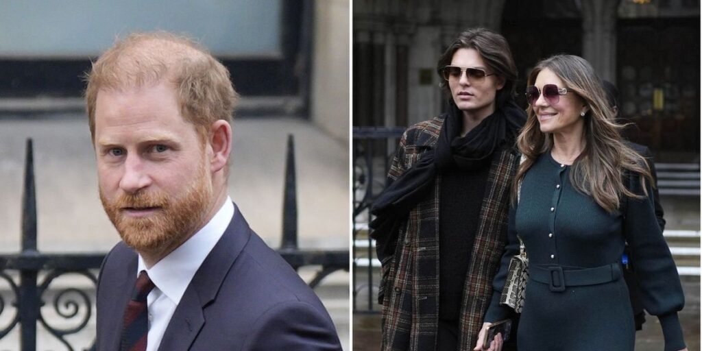 Prince Harry comforts Liz Hurley’s son as actress weeps in court Prince Harry comforts Liz Hurley's son as actress weeps in court