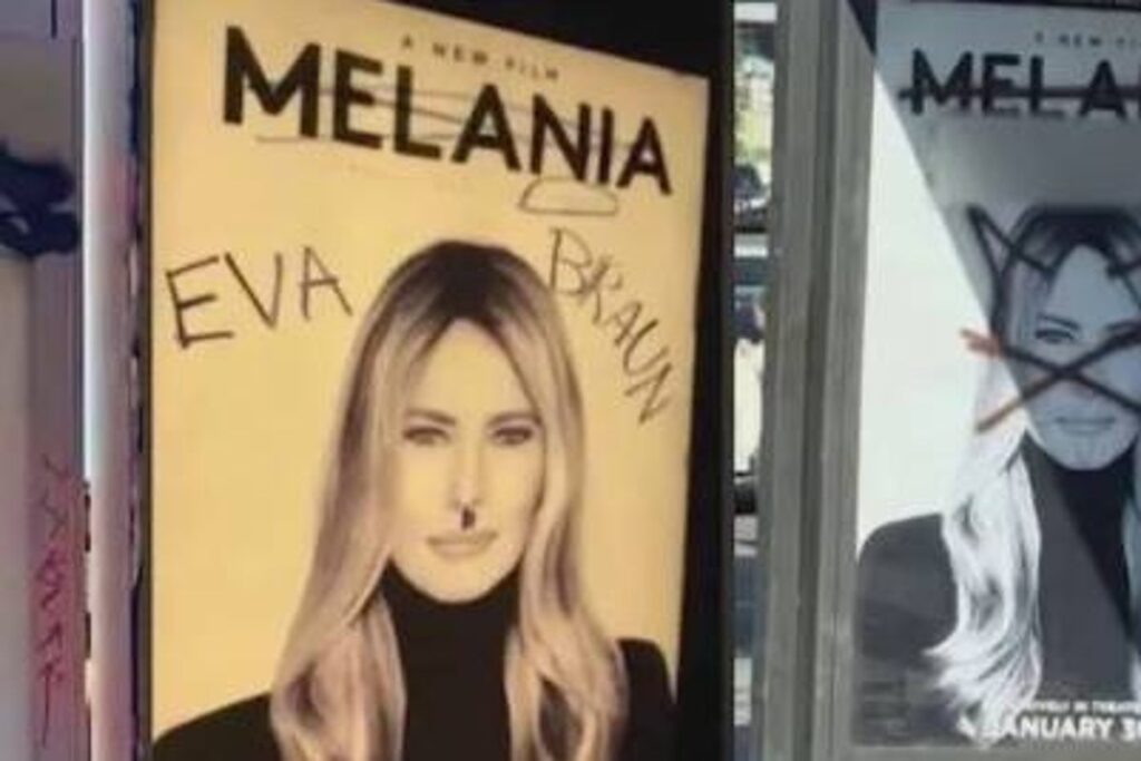 LA moves buses with ads for Melania movie after film posters at stops vandalized LA moves buses with ads for Melania movie after film posters at stops vandalized