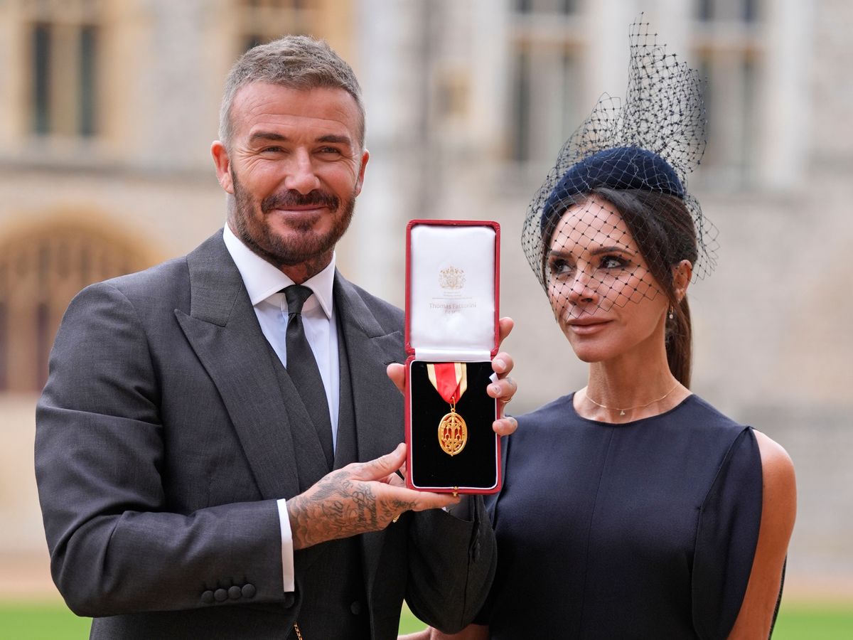 Victoria and david at his MBE at windsor
