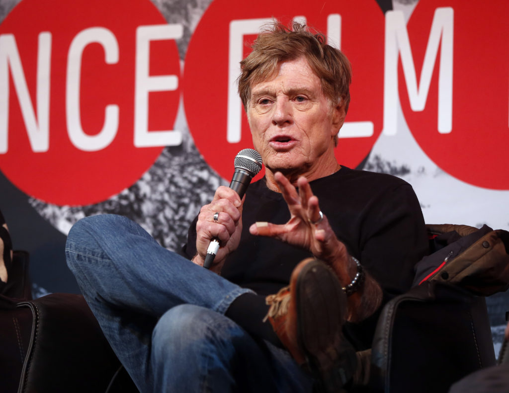 Actor Redford addresses the media at an opening day news conference for the Sundance Film Festival at the Egyptian Theatre...