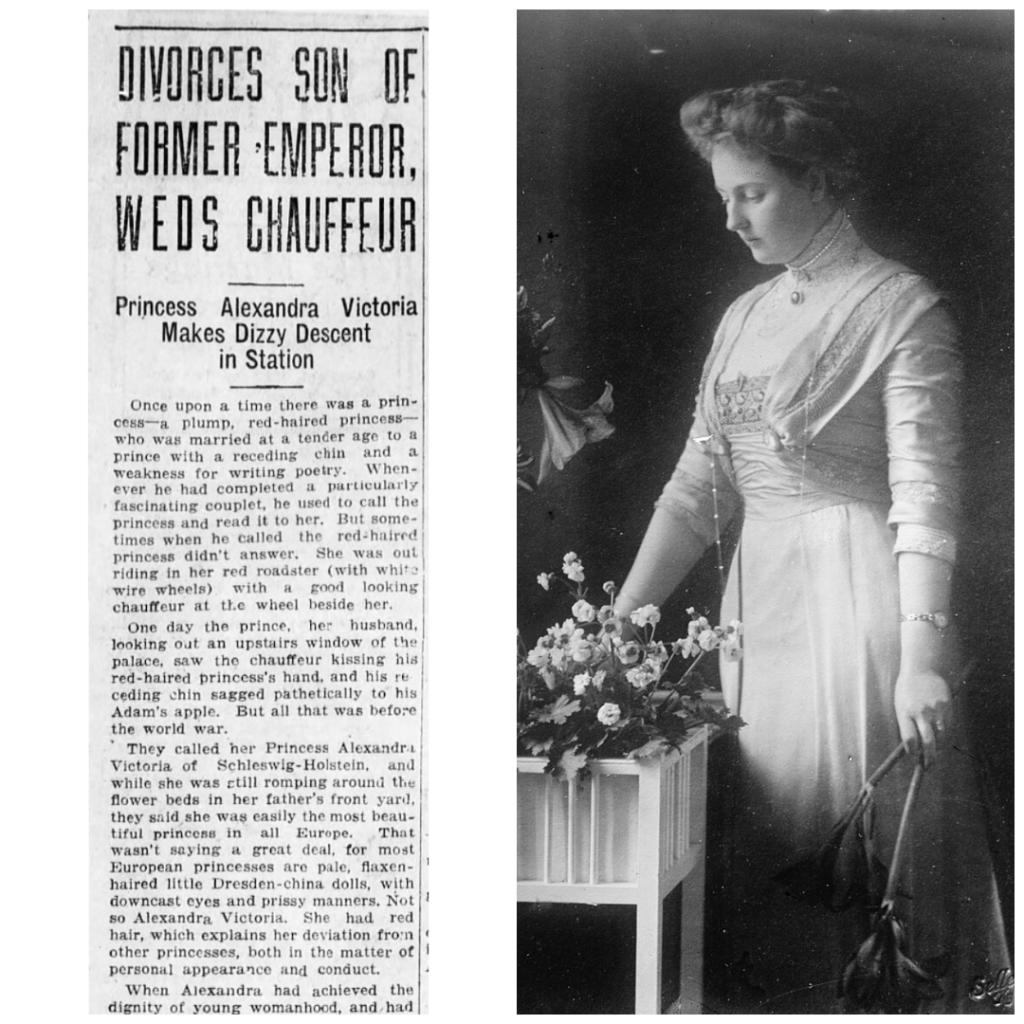 Royal Weddings of the Past: Alexandra Victoria of Prussia, who divorced the Emperor’s son, married a commoner, and eventually lived in a caravan