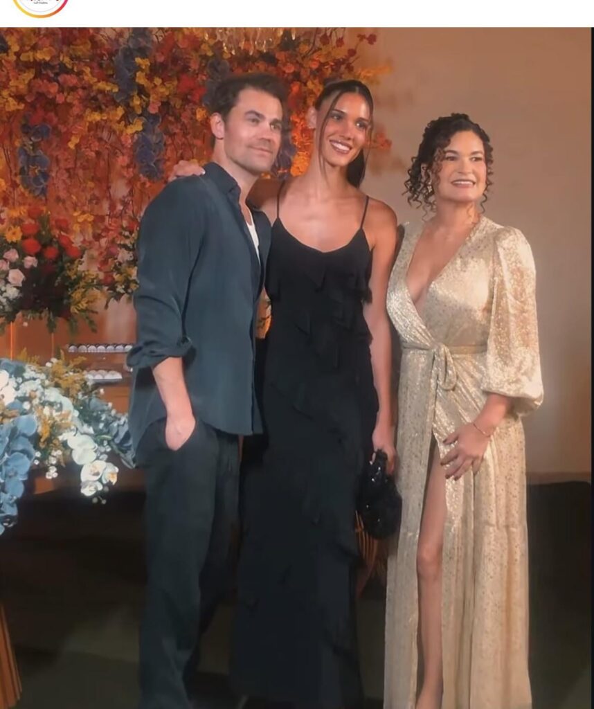 Vampire Diaries Paul Wesley(43) at birthday 50th birthday celebration of mother in law (right) with model fiancee (25 middle)