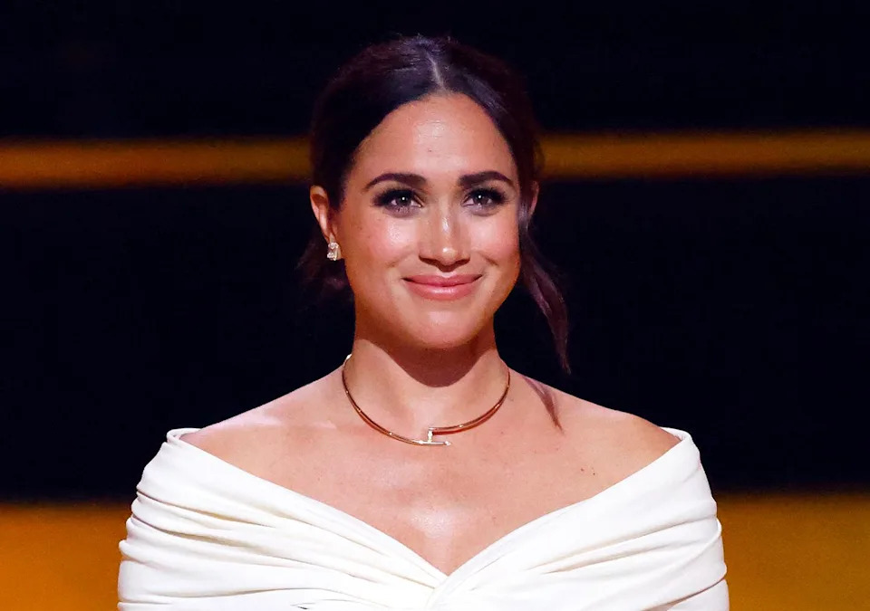 Getty Meghan Markle on April 16, 2022 wearing her Cartier Juste Un Clou necklace